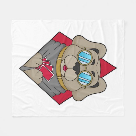 犬のトランプのポーカーとトランプのポーカーカード フリースブランケット (正面(横))