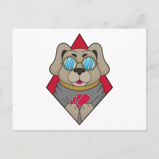 犬のトランプのポーカーとトランプのポーカーカード ポストカード (正面)