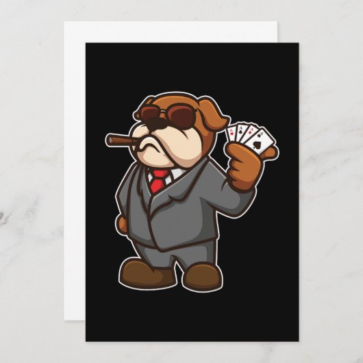 犬のトランプのポーカープレーヤーカードシガーカシオギャンブラーのギフト 招待状 (正面/裏面)