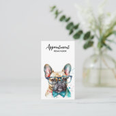 犬のトリマーおもしろいかわいい子犬フランスのブルドッグ 予約カード (スタンド正面)