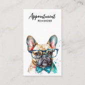犬のトリマーおもしろいかわいい子犬フランスのブルドッグ 予約カード (正面)