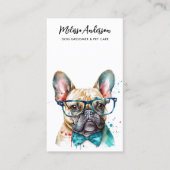 犬のトリマーおもしろいかわいい子犬フランスのブルドッグ 名刺 (正面)