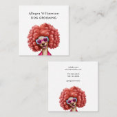 犬のトリマーおもしろいピンクプードル スクエア名刺 (正面/裏面)