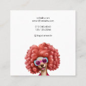 犬のトリマーおもしろいピンクプードル スクエア名刺 (裏面)