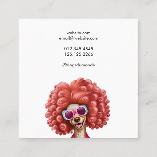 犬のトリマーおもしろいピンクプードル スクエア名刺 (裏面)