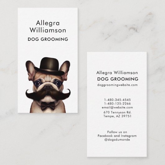 犬のトリマーおもしろい子犬ペットブルフランスのドッグ 名刺 (正面/裏面)