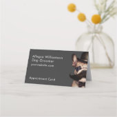 犬のトリマーかわいいフランスのブルドッググレー折り畳み 予約カード (正面)