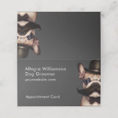 犬のトリマーかわいいフランスのブルドッググレー折り畳み 予約カード (外部開封)