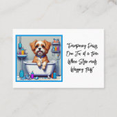 犬のトリマーかわいい子犬の青 名刺 (裏面)