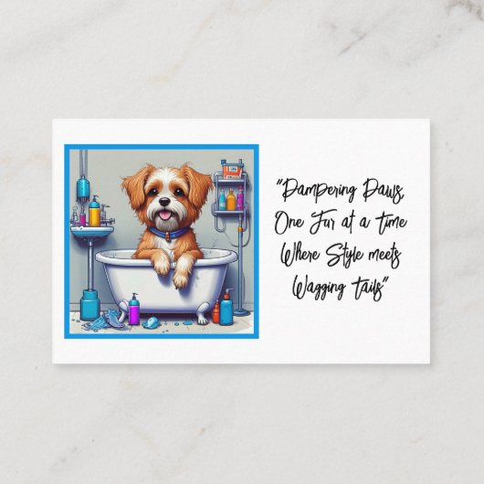 犬のトリマーかわいい子犬の青 名刺 (裏面)