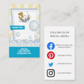 犬のトリマーがペット用洗車器を犬が洗う 名刺 (正面/裏面)