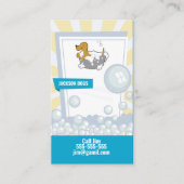 犬のトリマーがペット用洗車器を犬が洗う 名刺 (正面)