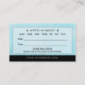 犬のトリマーの華麗で青及び黒い名刺 予約カード (裏面)