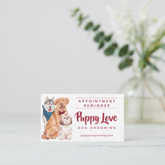 犬のトリマーウォーカーアポイントメントアラーム 名刺 (スタンド正面)