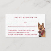 犬のトリマーウォーカーアポイントメントアラーム 名刺 (裏面)