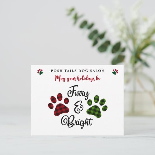 犬のトリマーウォーカーVetクライアント休日はがき シーズンポストカード (スタンド正面)