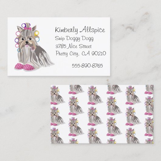 犬のトリマーサロンヨークシャーテリアヨークシャーテリア 名刺 (正面/裏面)
