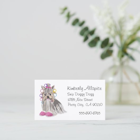 犬のトリマーサロンヨークシャーテリアヨークシャーテリア 名刺 (スタンド正面)