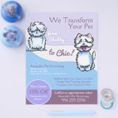 犬のトリマーシャビーシックウェスティークーポンアド チラシ (シングル)