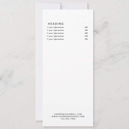 犬のトリマーシルエット価格リストまたはサービスカード 招待状 (裏面)