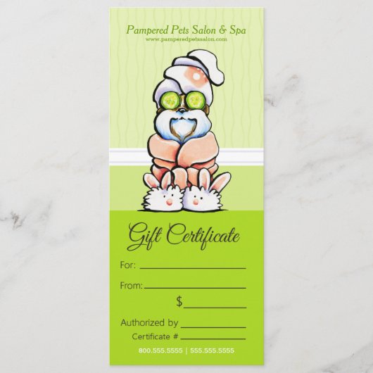 犬のトリマースパシーズー（犬）Tzuキュウリのギフト証明書 (正面)