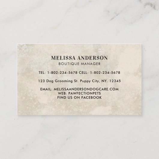 犬のトリマーペットケアボホパピードッグシッター 名刺 (裏面)