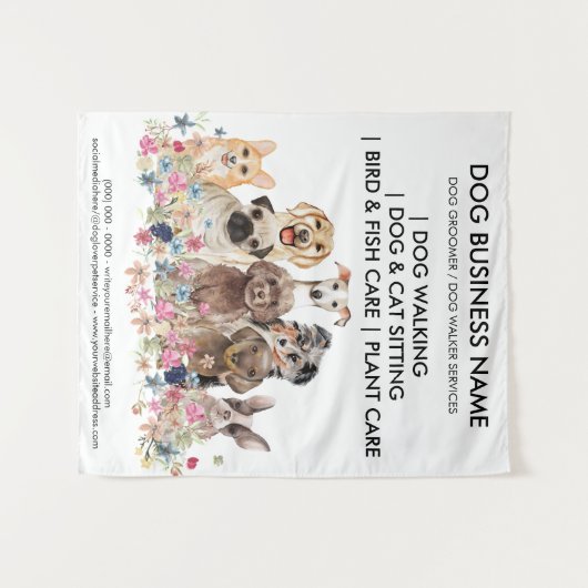 犬のトリマーペットシッター犬のウォーカービジネス タペストリー (正面(横))