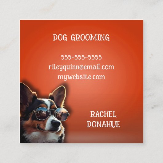 犬のトリマーポープリント スクエア名刺 (裏面)