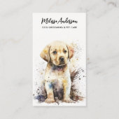 犬のトリマーラブラドール子犬ペットシッターペットケア 名刺 (正面)