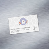 犬のトリマーロゴ |ダマスクパターン マグネット名刺 (インサイチュ)