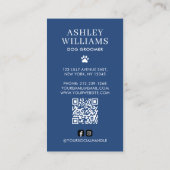 犬のトリマー水色QRコード 名刺 (裏面)