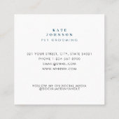 犬のトリマー洗い足プリント水色水 スクエア名刺 (裏面)