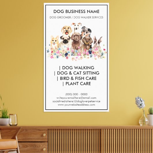 犬のトリマー獣医ペットシッター犬のウォーカービジネス キャンバスプリント (インサイチュ (リビング))