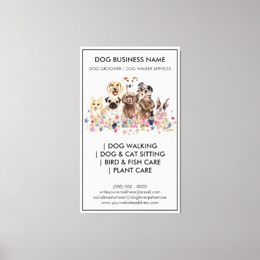 犬のトリマー獣医ペットシッター犬のウォーカービジネス キャンバスプリント (正面)