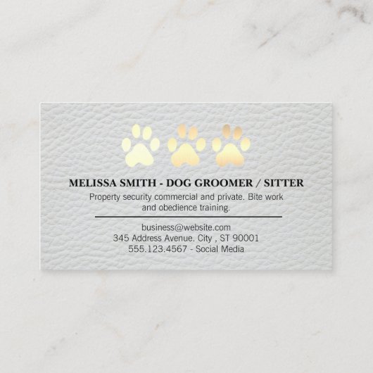 犬のトリマー |トレーナー | Paws 名刺 (裏面)