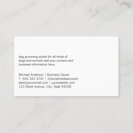 犬のトリマー | ヘアのカットツール 名刺 (裏面)