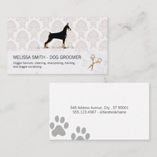 犬のトリマー | 動物サー気にビス 名刺 (正面/裏面)
