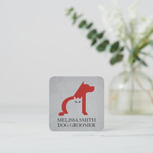 犬のトリマー |動物シェルター |猫犬のアイコン スクエア名刺 (スタンド正面)