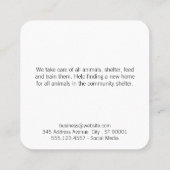 犬のトリマー |動物シェルター |猫犬のアイコン スクエア名刺 (裏面)