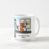 犬のトリマー – 女性漫画 コーヒーマグカップ (正面右)