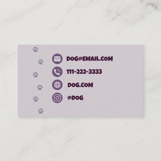 犬のトリマー、風呂の中の犬 名刺 (裏面)