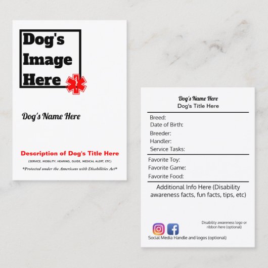 犬のトレーディングカードを整備して下さい 名刺 (正面/裏面)