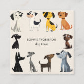 犬のトレーナーの漫画の犬 スクエア名刺 (正面)