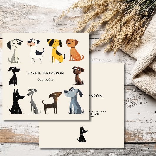 犬のトレーナーの漫画の犬 スクエア名刺