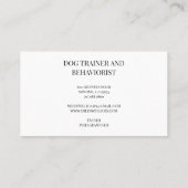 犬のトレーナーまたは行動主義写真 名刺 (裏面)