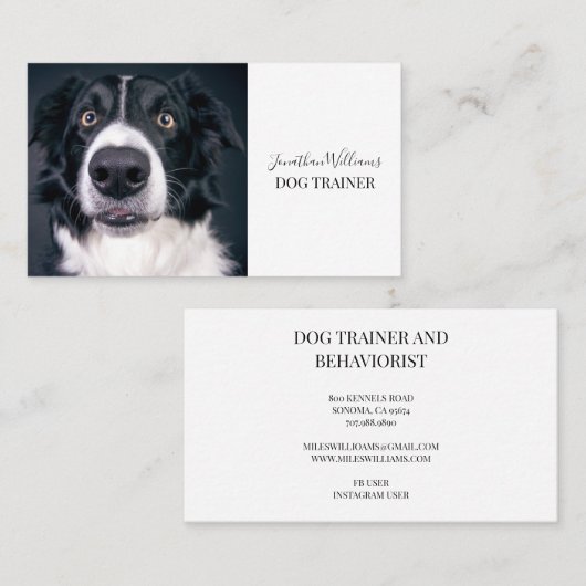犬のトレーナーまたは行動主義写真 名刺 (正面/裏面)