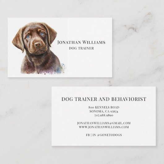 犬のトレーナーまたは行動主義者の犬のイラストレーション 名刺 (正面/裏面)