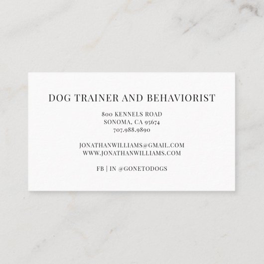 犬のトレーナーまたは行動主義者の犬のイラストレーション 名刺 (裏面)