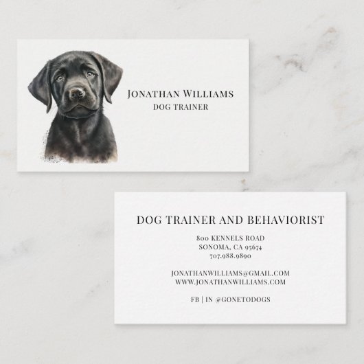 犬のトレーナーまたは行動主義者の犬のイラストレーション 名刺 (正面/裏面)
