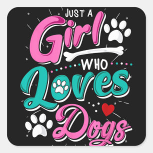 犬のトレーナースクールが大好きな女の子 スクエアシール